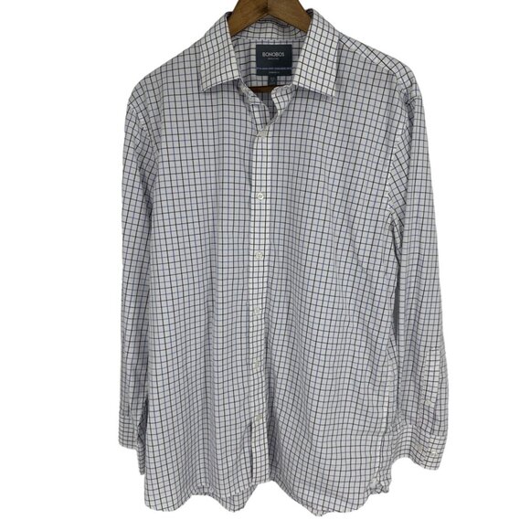 Bonobos Mens Standard Fit Button-Down Shirt With Blue & White Check Pattern Size - Picture 1 of 9